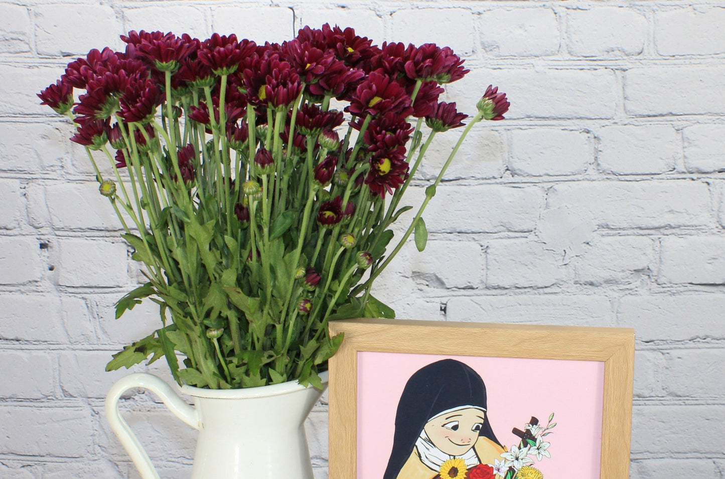 Fresh & Natural Pompon Daisy - Burgundy