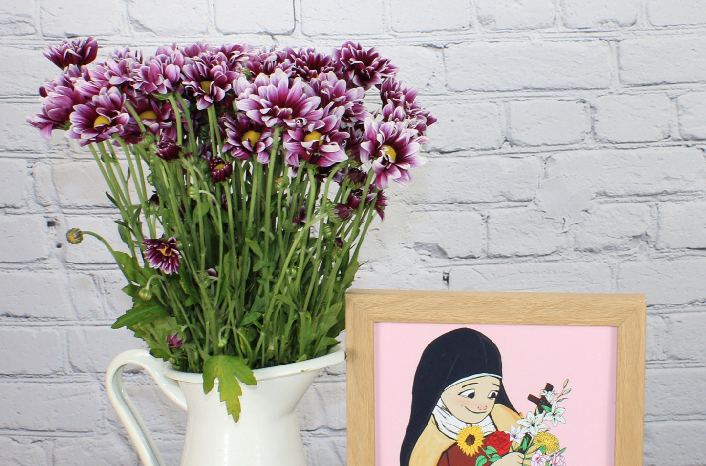 Fresco & Natural Pompón Daisy - Bicolor Morado Blanco